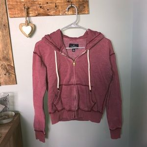 Cropped American Eagle zip up